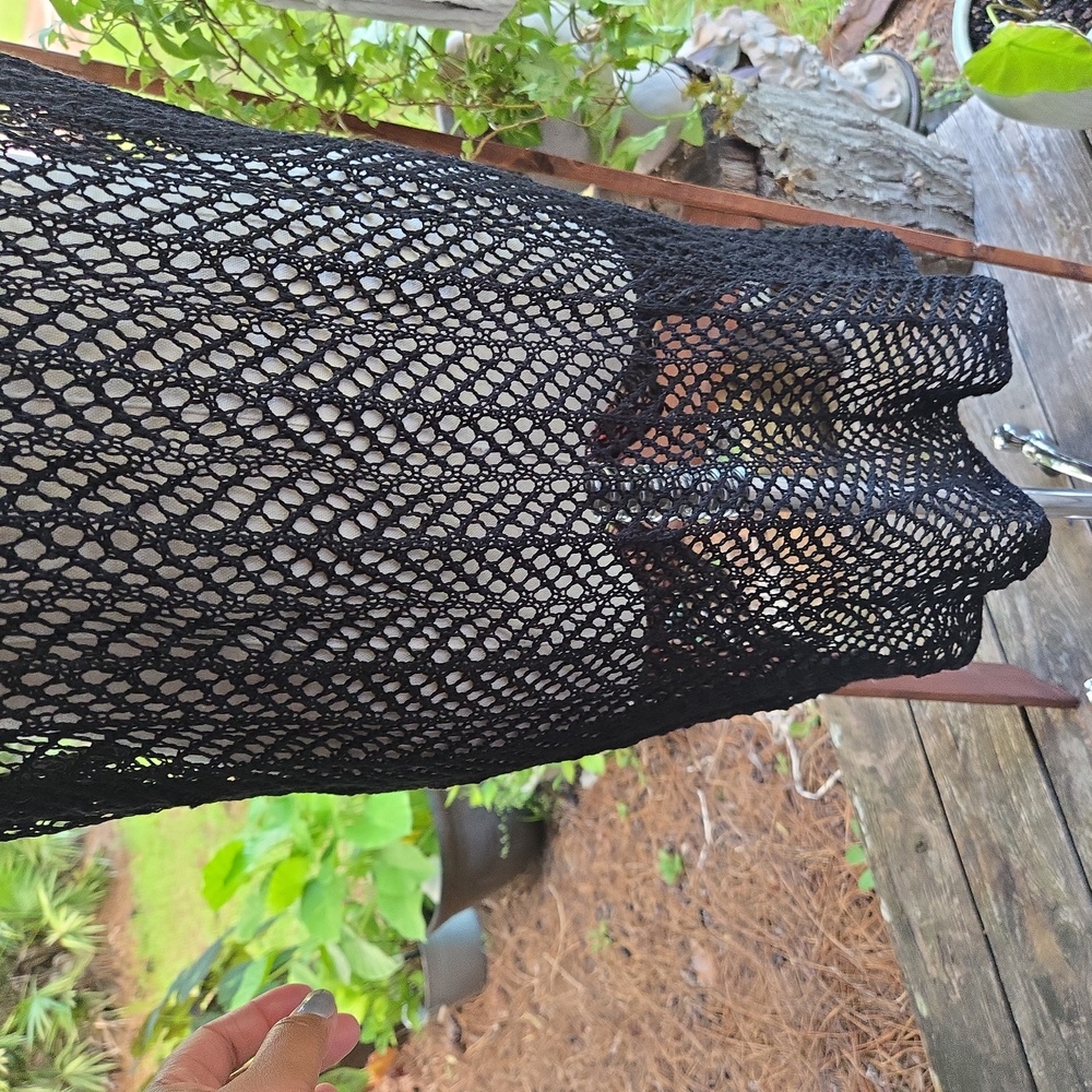 Black Mesh Halter Tie Swim Cover Up Size Large - Picture 4 of 10